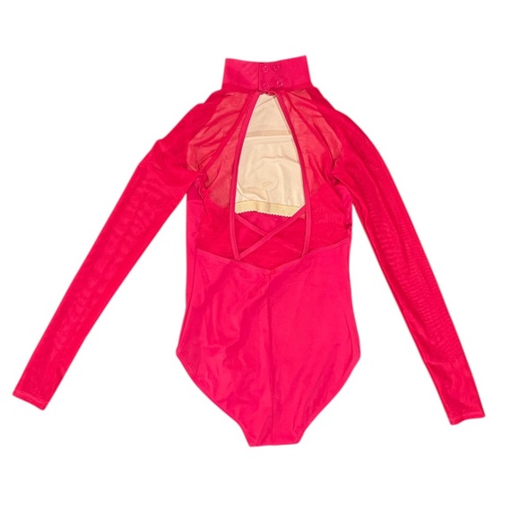 Balera Dancewear | Mesh Sleeve Open Back Leotard Red, Size SA - Picture 4 of 7